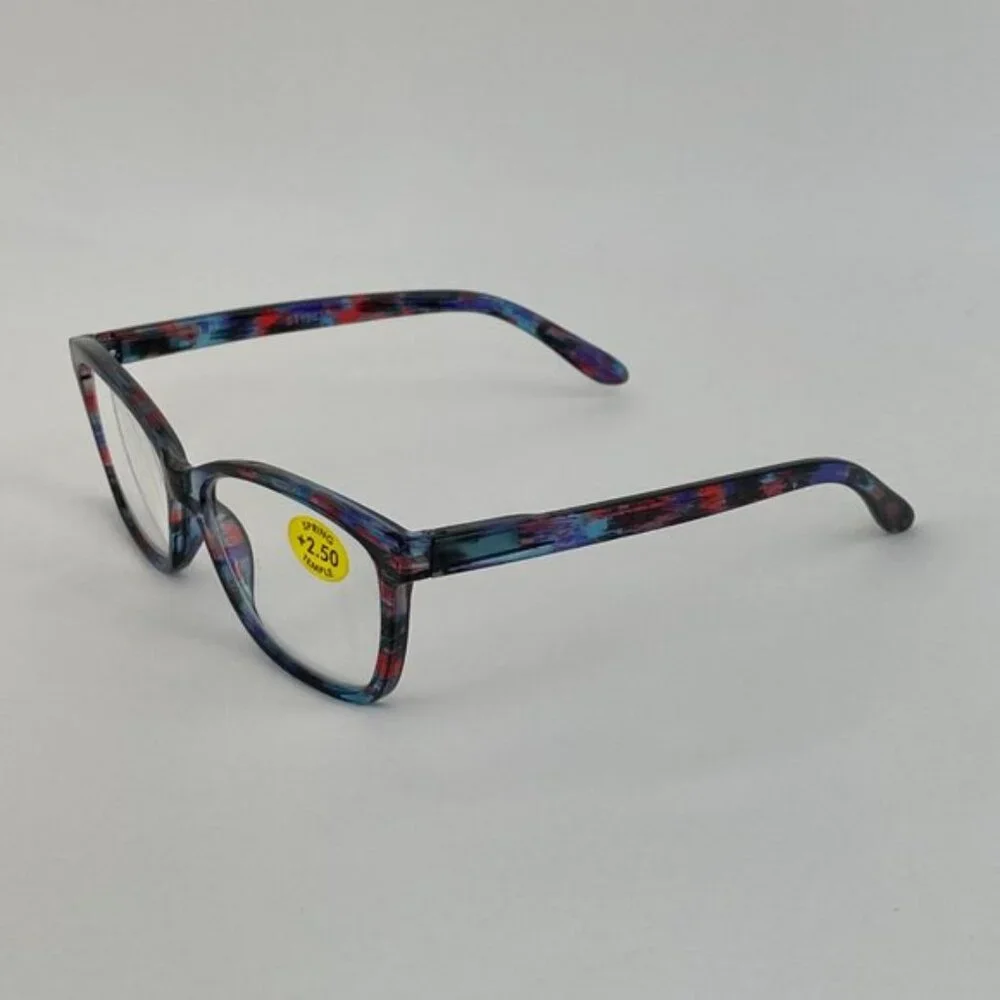 POP Eyewear +2.50 Blue & Red Marble Reading Glasses